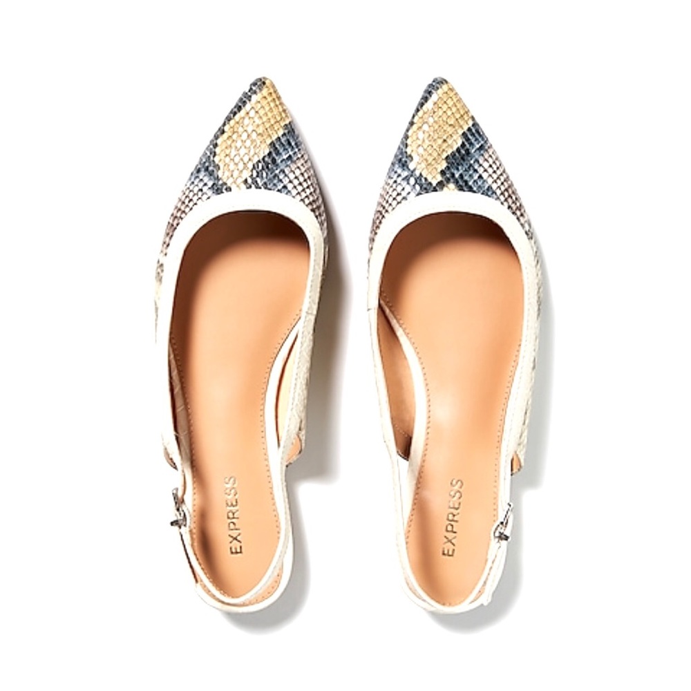 🌟NWT Express Snakeskin Slingback Flat 10 🌟